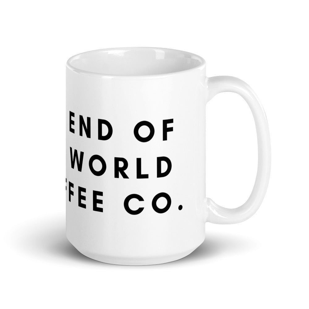 The End of The World Coffee white mug
